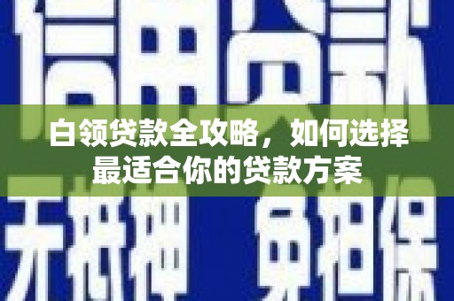电白白领贷款全攻略，如何选择最适合你的贷款方案